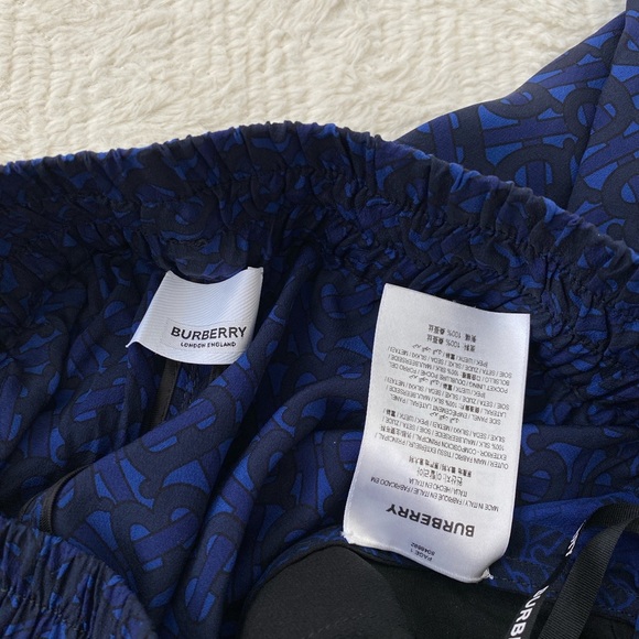 Burberry monogram stripe print silk wide leg trousers in deep royal blue - Picture 8 of 12